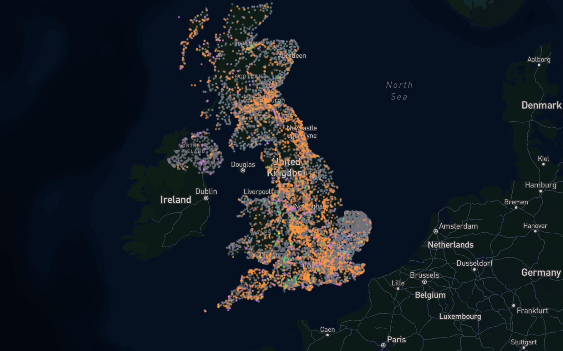 The digital connectivity & compute map, showing its data layers across the UK