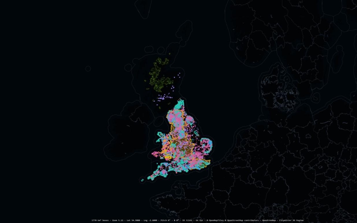 The green space & public realm map, showing its data layers across the UK