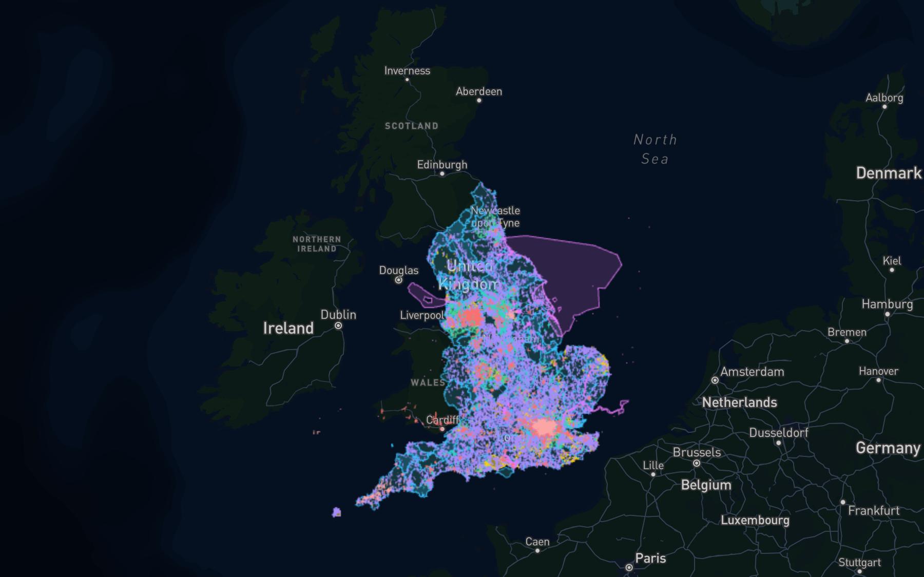The land, planning & designations map, showing its data layers across the UK